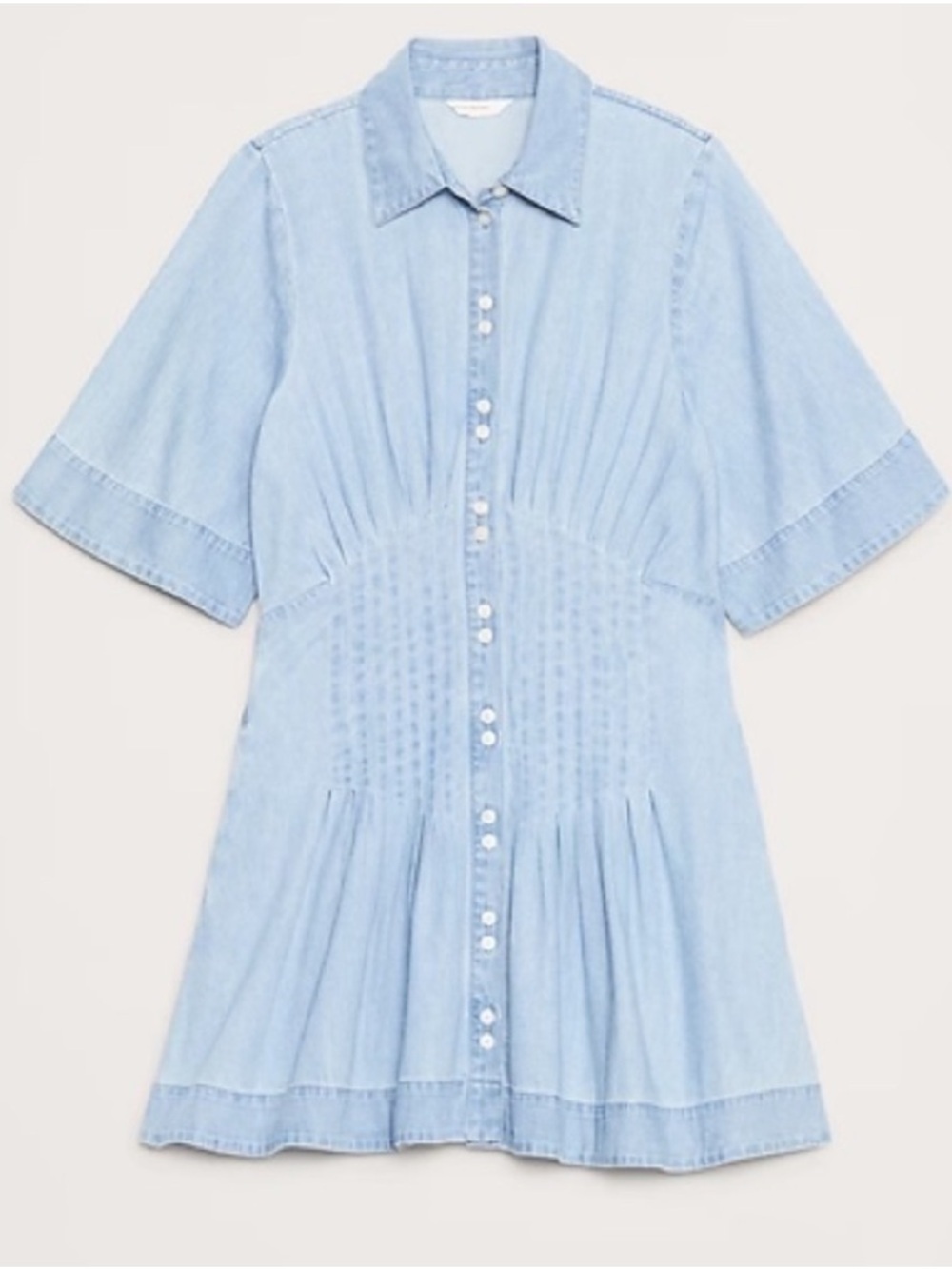 Banana Republic Indigo Light Blue Denim Chambray Pintuck Shirt Dress Size M NWT - Picture 4 of 14